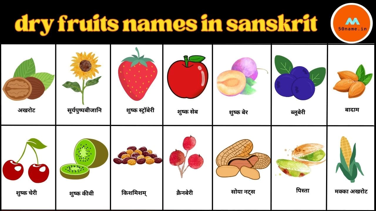 50 +सूखे मेवे के नाम sanskrit में | 50+dry fruits names in sanskrit