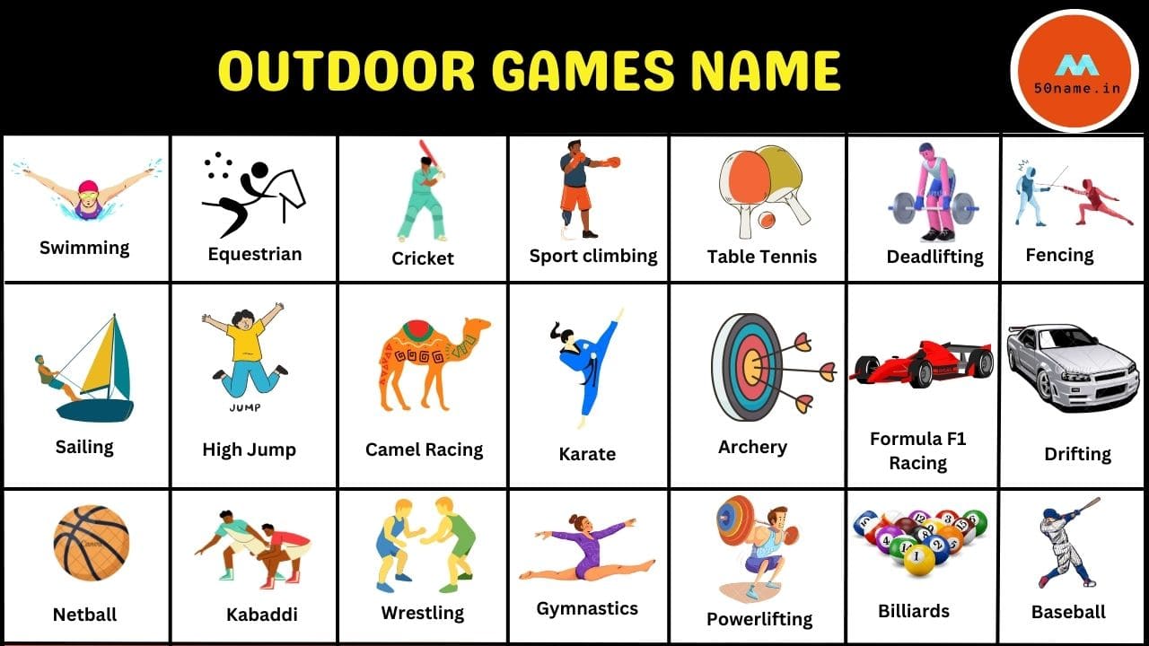 50 Outdoor Games Name in English to urdu