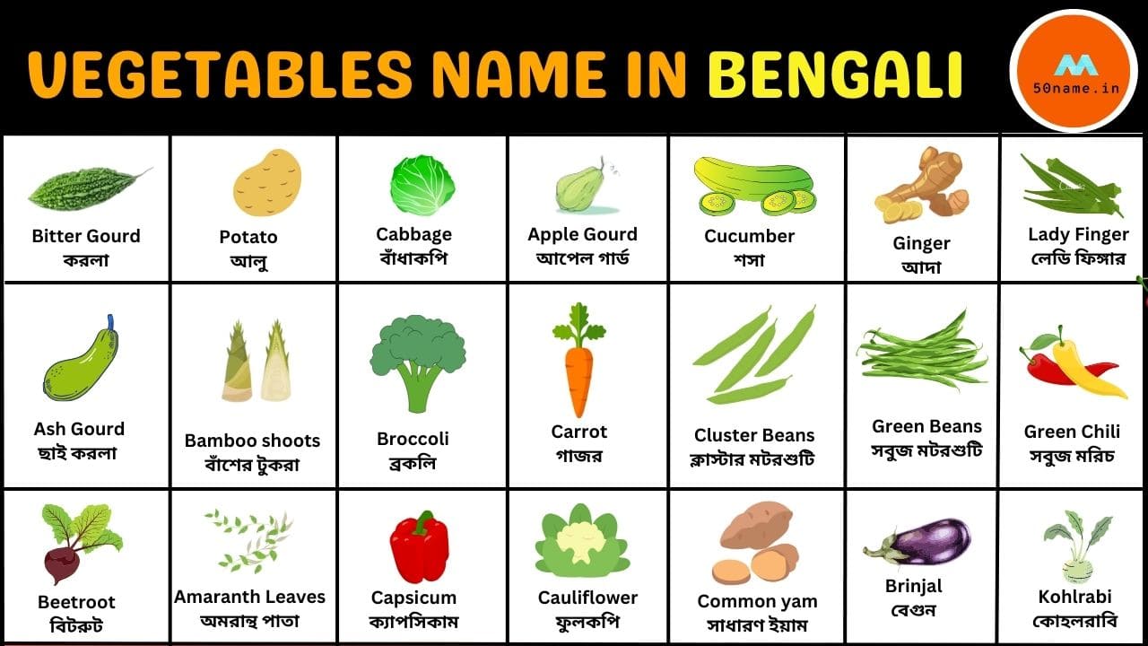 50 vegetable name in bengali