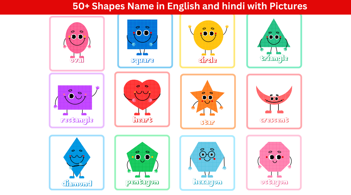 50 Shapes Name in English and hindi with Pictures